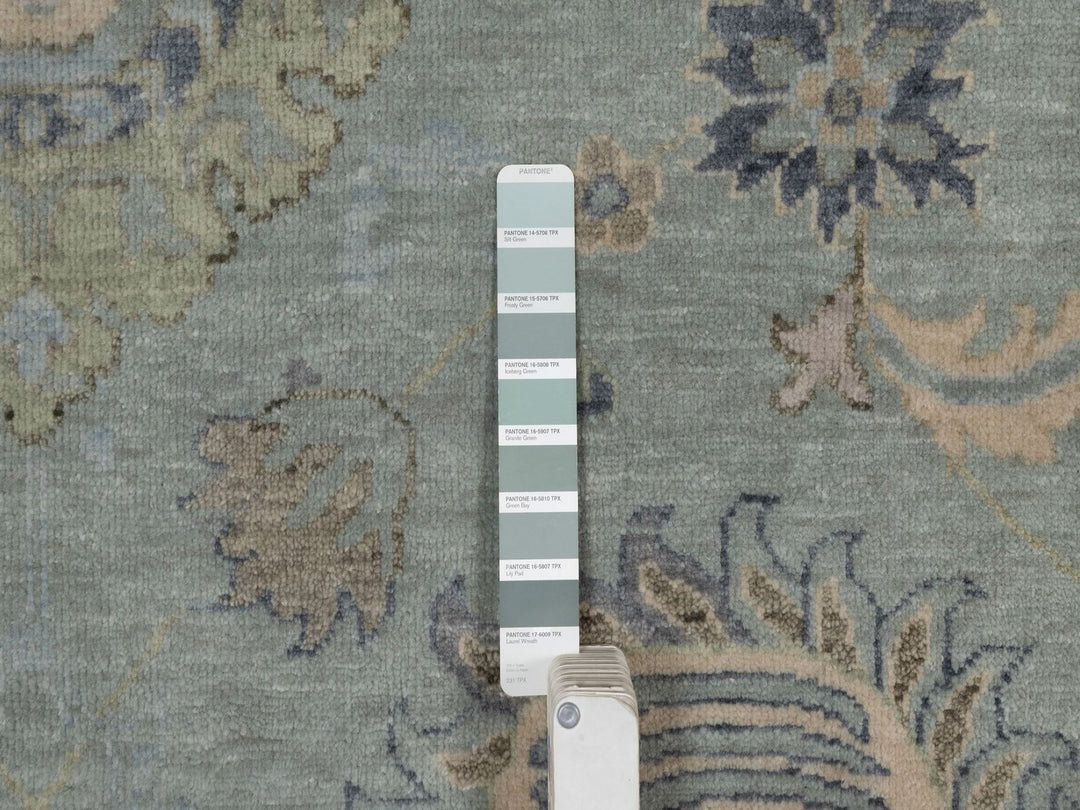 9'2" x 12'1" New Hand Knotted Green Wool Rectangle Oriental Rug - MOA10291808