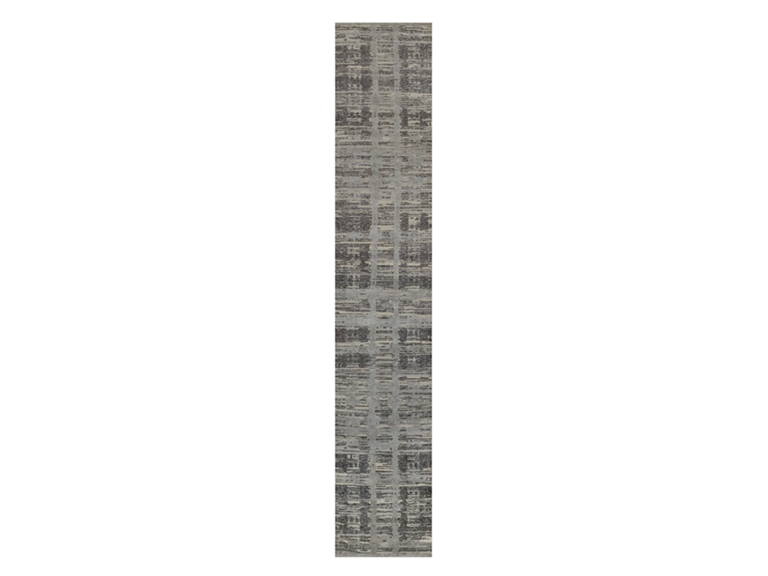 2'6" x 14'0" New Hand Knotted Grey Wool Runner Oriental Rug - MOA10291810