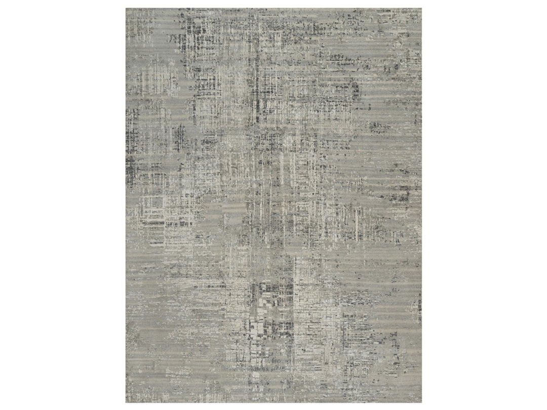 9'0" x 12'1" New Hand Knotted Grey Wool Rectangle Oriental Rug - MOA10291815