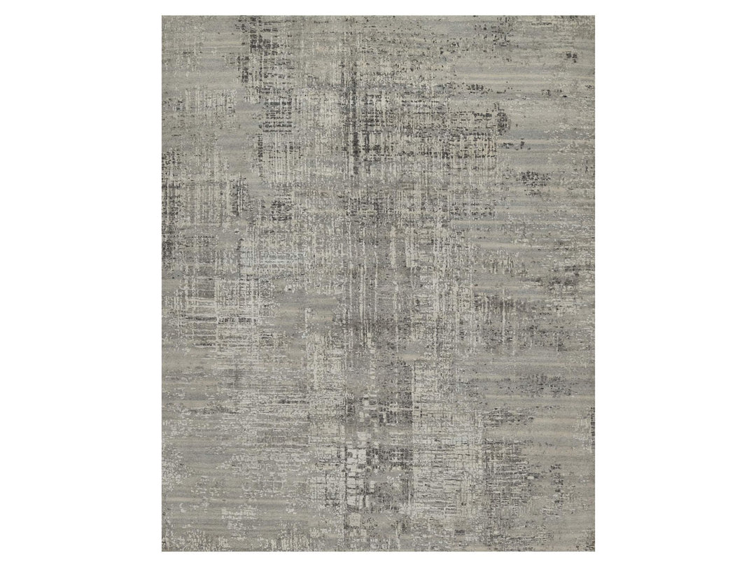 8'1" x 10'1" New Hand Knotted Grey Wool Rectangle Oriental Rug - MOA10291828