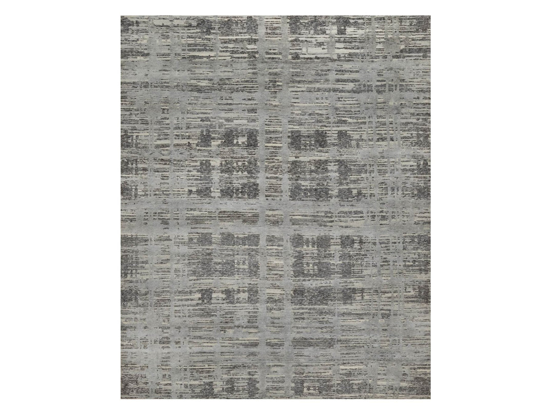 8'1" x 10'1" New Hand Knotted Grey Wool Rectangle Oriental Rug - MOA10291832