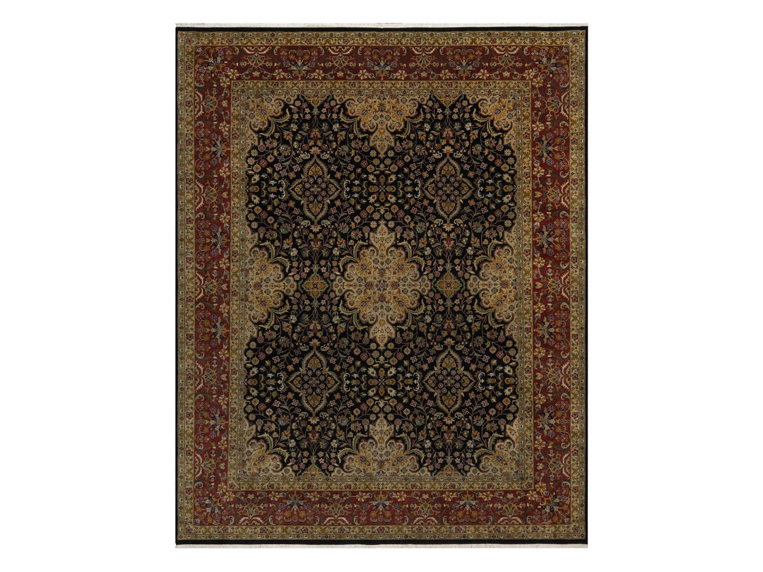 8'0" x 10'1" New Hand Knotted Black Wool Rectangle Oriental Rug - MOA10291834