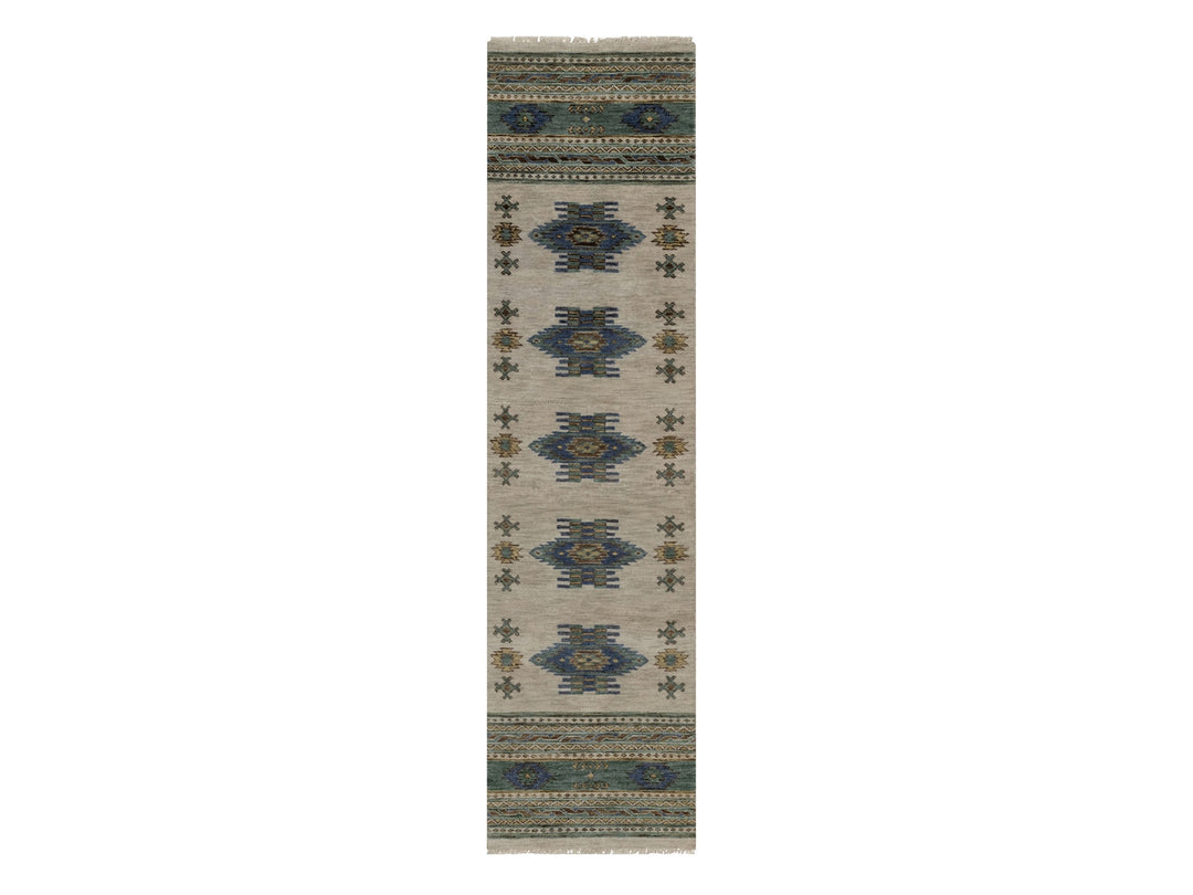 2'6" x 10'0" New Hand Knotted Beige Wool Runner Oriental Rug - MOA10291838