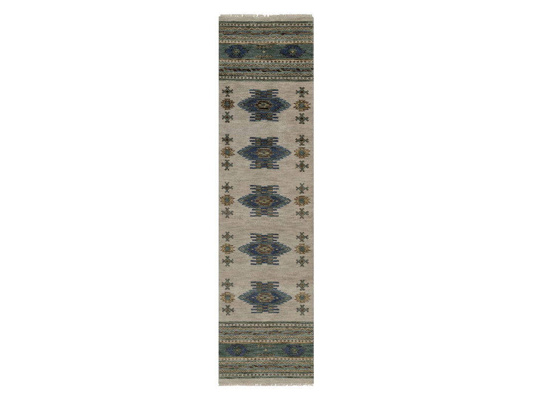 2'8" x 9'10" New Hand Knotted Beige Wool Runner Oriental Rug - MOA10291839