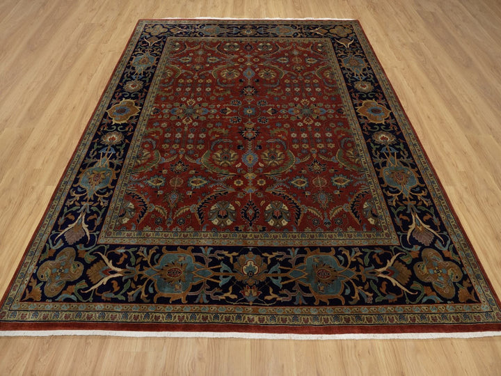 8'0" x 9'10" New Hand Knotted Red Wool Rectangle Oriental Rug - MOA10291846