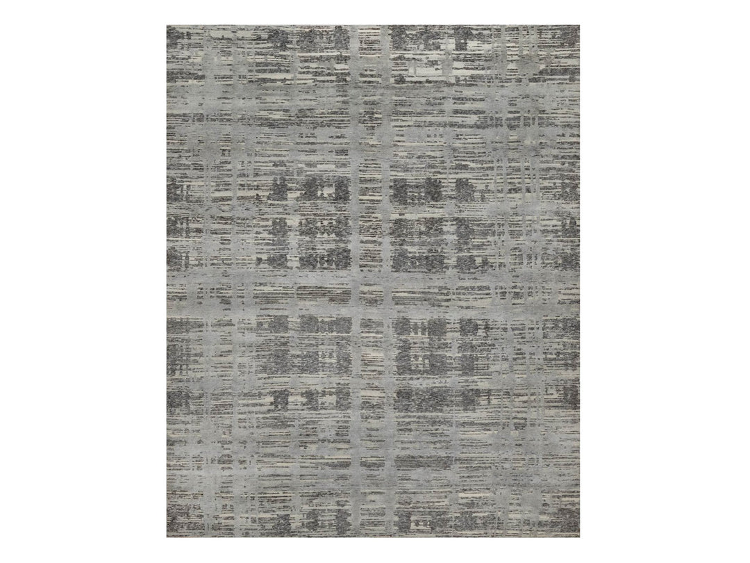 8'1" x 10'2" New Hand Knotted Grey Wool Rectangle Oriental Rug - MOA10291847