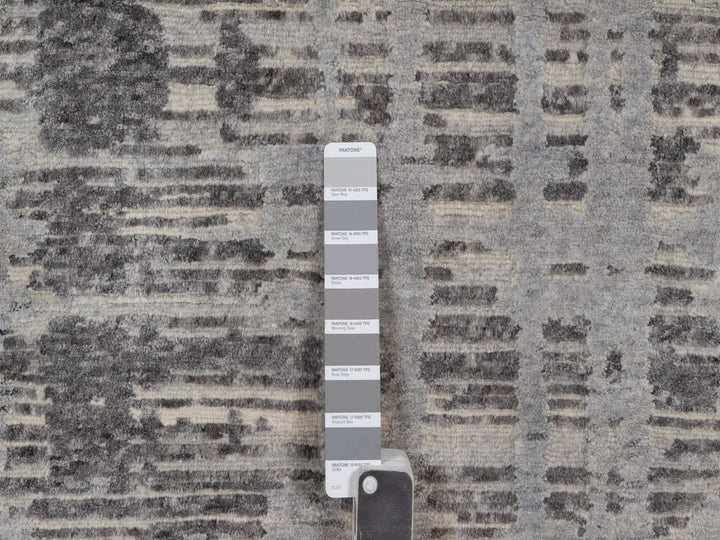 8'11" x 12'1" New Hand Knotted Grey Wool Rectangle Oriental Rug - MOA10291850