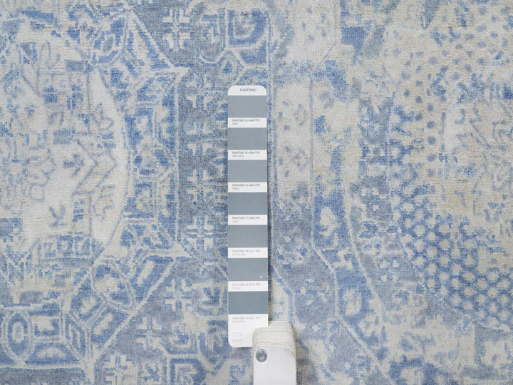 12'0" x 14'10" New Hand Knotted Blue Wool Rectangle Oriental Rug - MOA10291854