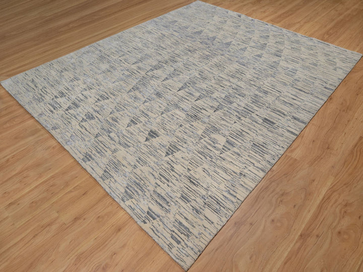 8'1" x 10'0" New Hand Knotted Ivory Wool Rectangle Oriental Rug - MOA10291855