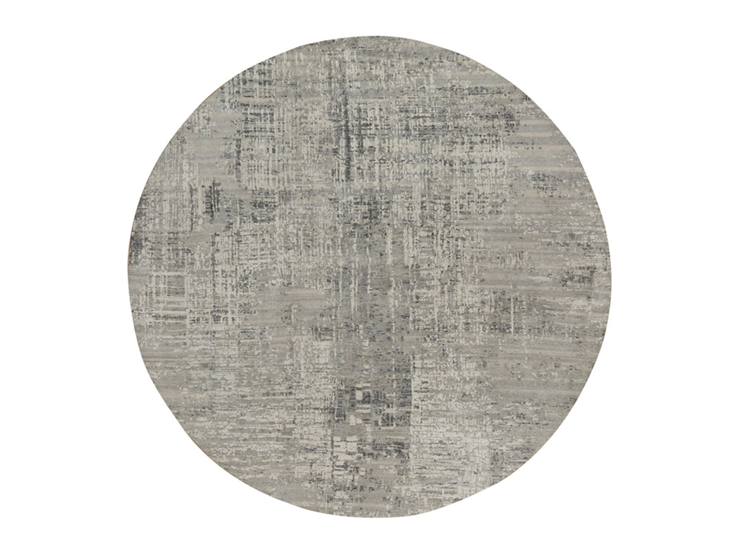 9'11" x 9'11" New Hand Knotted Grey Wool Round Oriental Rug - MOA10291862