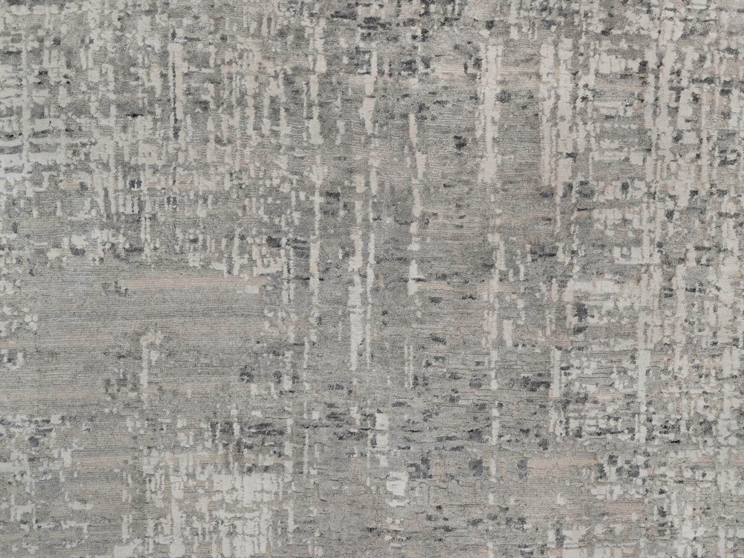 9'11" x 9'11" New Hand Knotted Grey Wool Round Oriental Rug - MOA10291862
