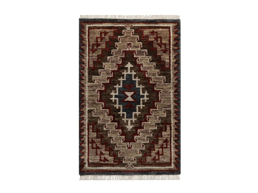 2'0" x 3'2" New Hand Knotted Brown Wool Rectangle Oriental Rug - MOA10291863