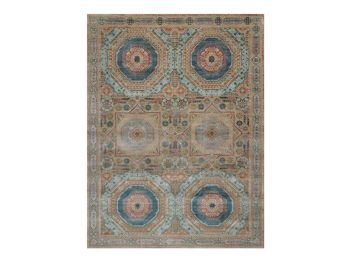 9'0" x 12'1" New Hand Knotted Brown Wool & Silk Rectangle Oriental Rug - MOA10291890