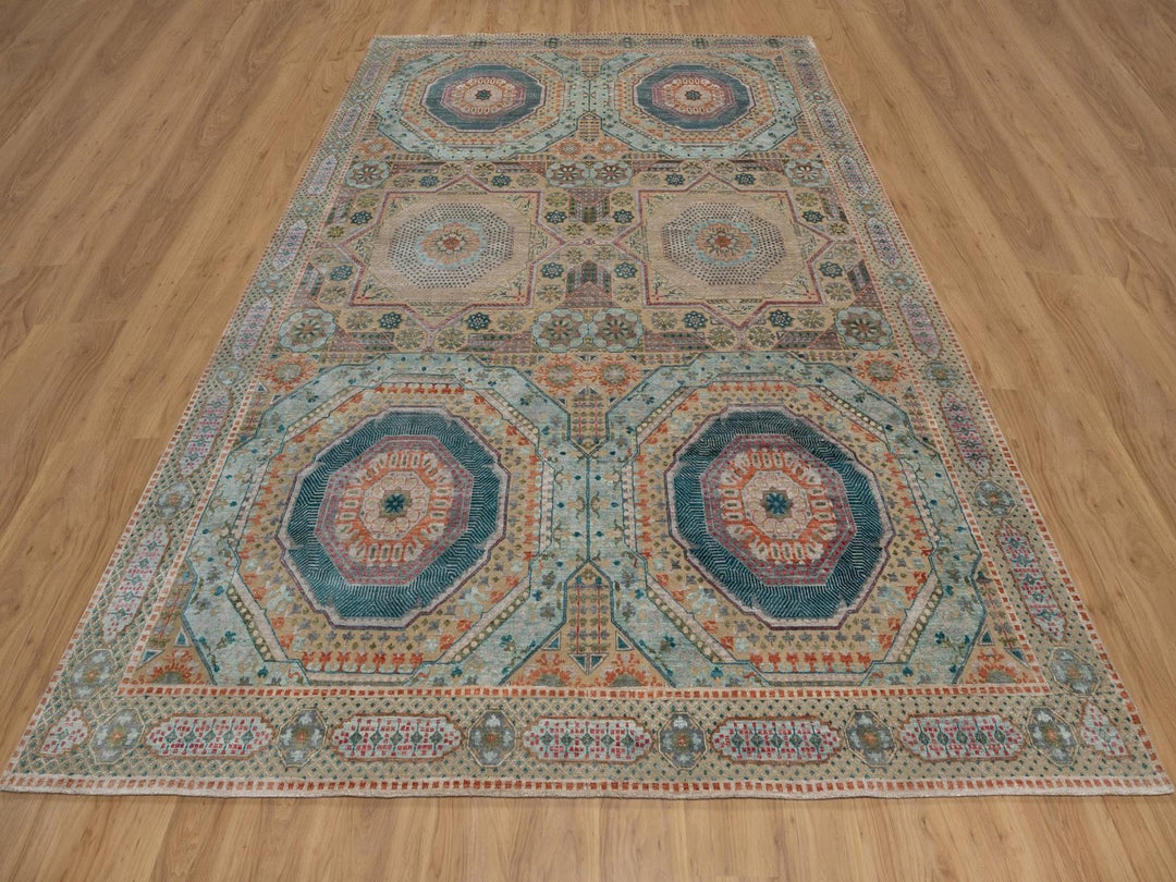 9'0" x 12'1" New Hand Knotted Brown Wool & Silk Rectangle Oriental Rug - MOA10291890