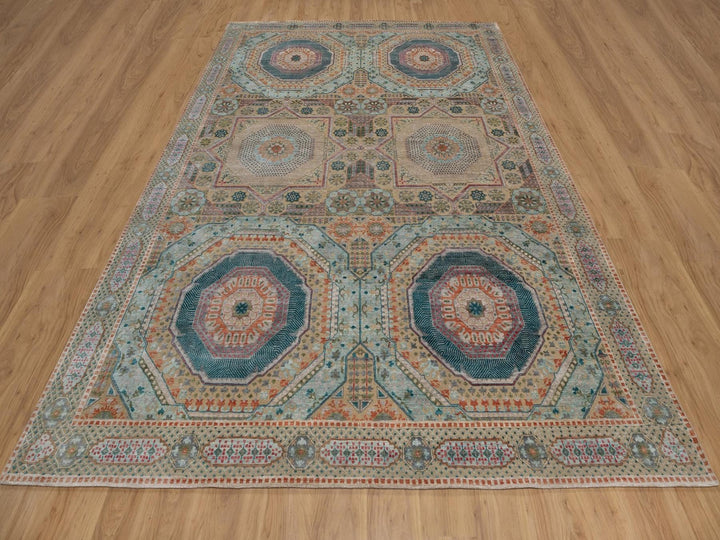 9'0" x 12'1" New Hand Knotted Brown Wool & Silk Rectangle Oriental Rug - MOA10291890