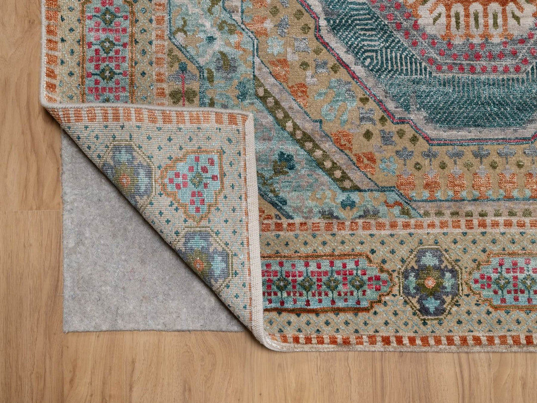 9'0" x 12'1" New Hand Knotted Brown Wool & Silk Rectangle Oriental Rug - MOA10291890