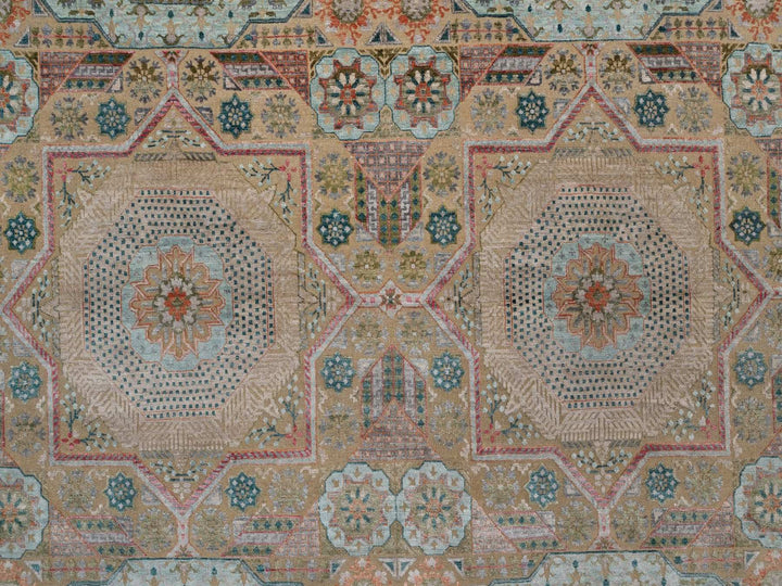 9'0" x 12'1" New Hand Knotted Brown Wool & Silk Rectangle Oriental Rug - MOA10291890