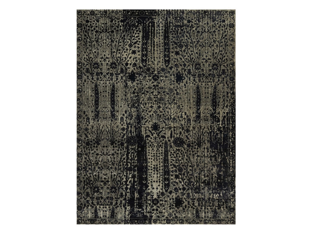 8'10" x 12'0" New Hand Knotted Black Wool Rectangle Oriental Rug - MOA10291892