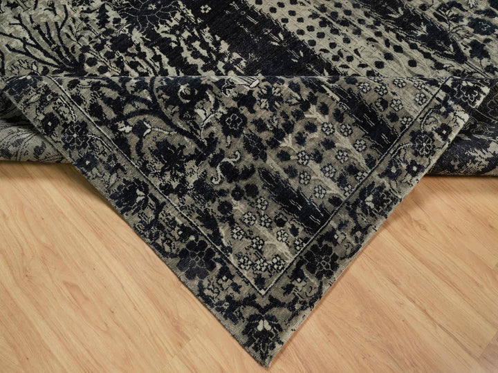 8'10" x 12'0" New Hand Knotted Black Wool Rectangle Oriental Rug - MOA10291892
