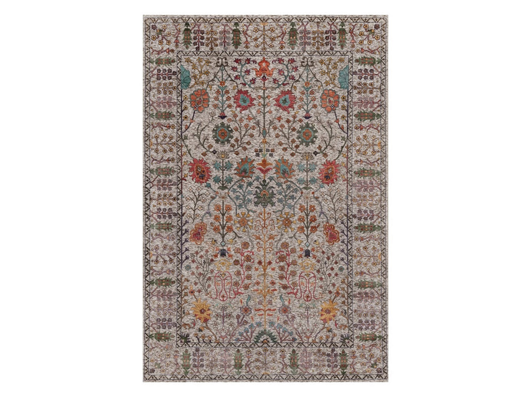 6'2" x 9'2" New Hand Knotted Ivory Wool & Silk Rectangle Oriental Rug - MOA10291896