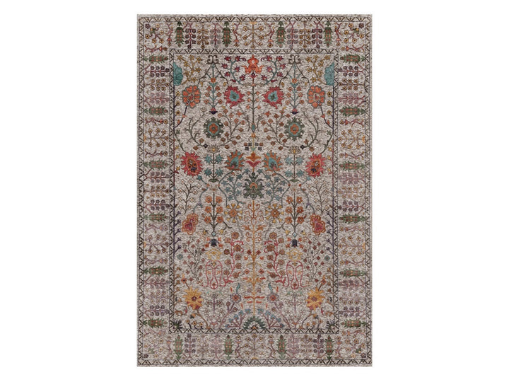 6'2" x 9'2" New Hand Knotted Ivory Wool & Silk Rectangle Oriental Rug - MOA10291896