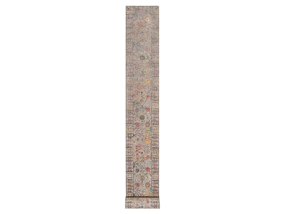2'7" x 27'3" New Hand Knotted Ivory Wool & Silk Runner Oriental Rug - MOA10291898
