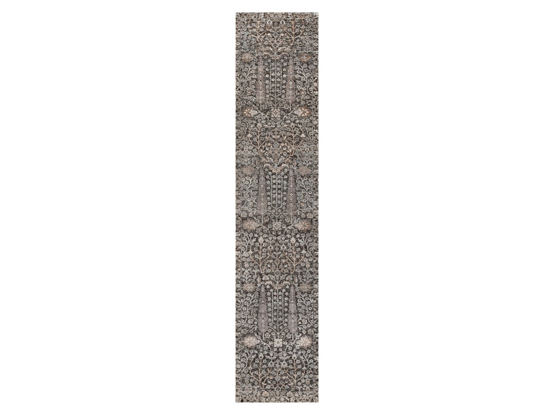 2'6" x 11'10" New Hand Knotted Brown Wool & Silk Runner Oriental Rug - MOA10291900