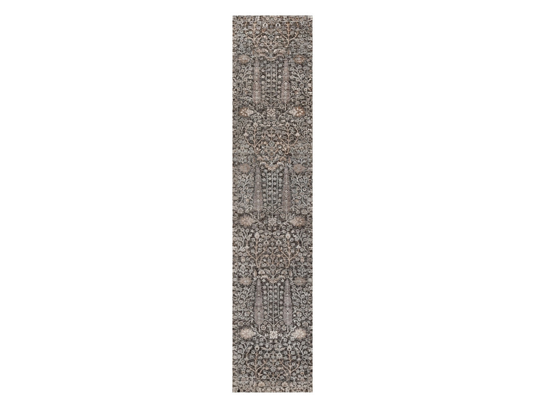 2'4" x 11'11" New Hand Knotted Brown Wool & Silk Runner Oriental Rug - MOA10291901