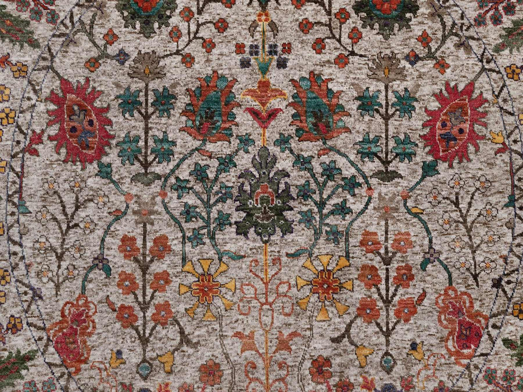 6'0" x 6'0" New Hand Knotted Ivory Wool & Silk Round Oriental Rug - MOA10291908