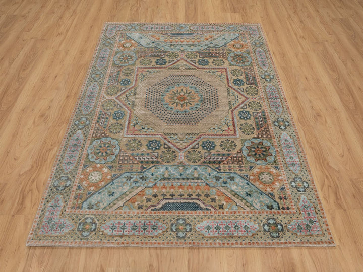 5'2" x 7'1" New Hand Knotted Brown Wool & Silk Rectangle Oriental Rug - MOA10291910