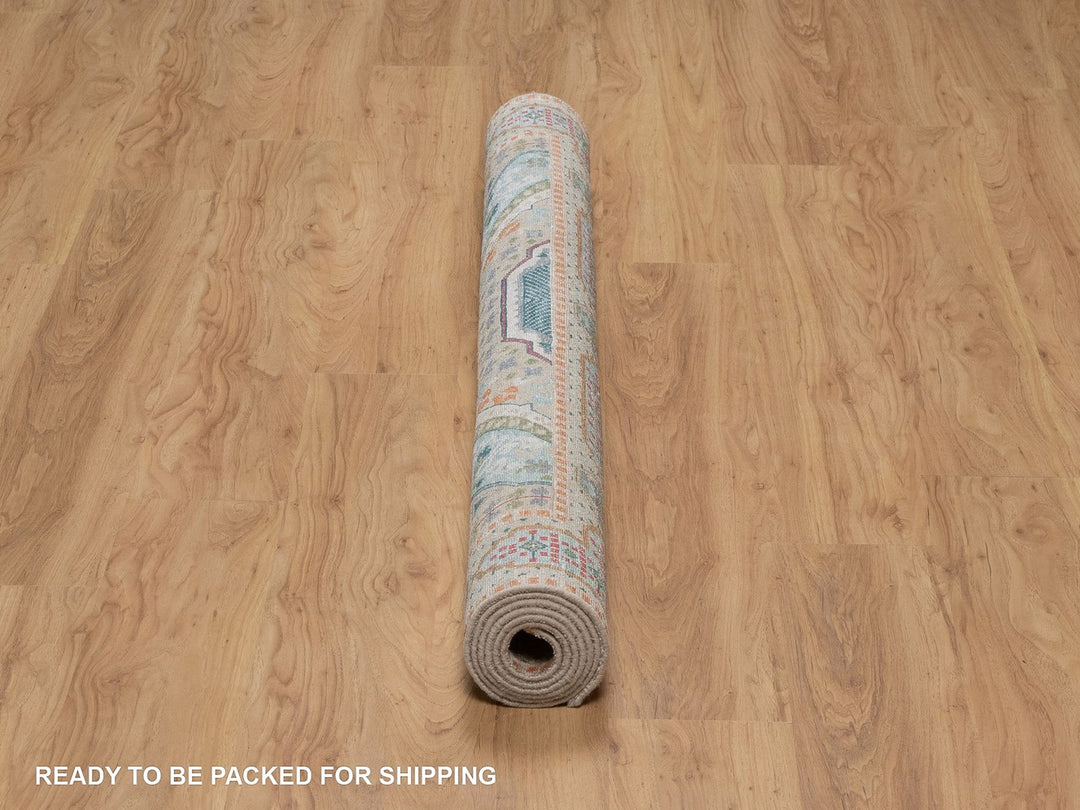 5'2" x 7'1" New Hand Knotted Brown Wool & Silk Rectangle Oriental Rug - MOA10291910