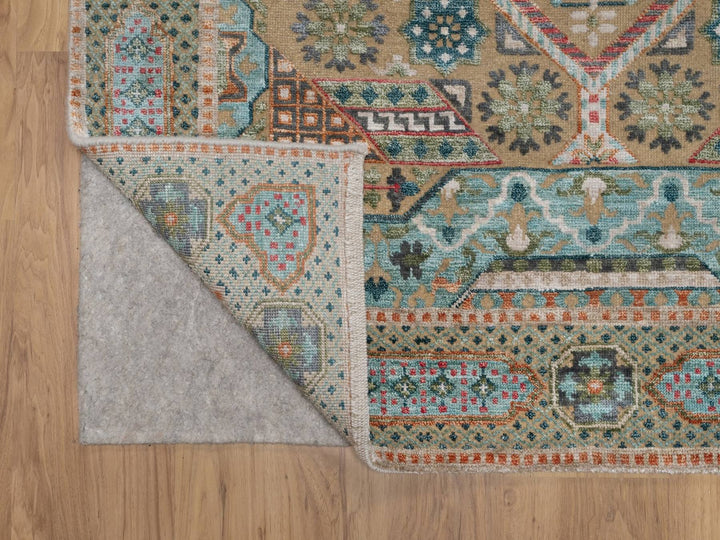 4'1" x 6'0" New Hand Knotted Brown Wool & Silk Rectangle Oriental Rug - MOA10291912