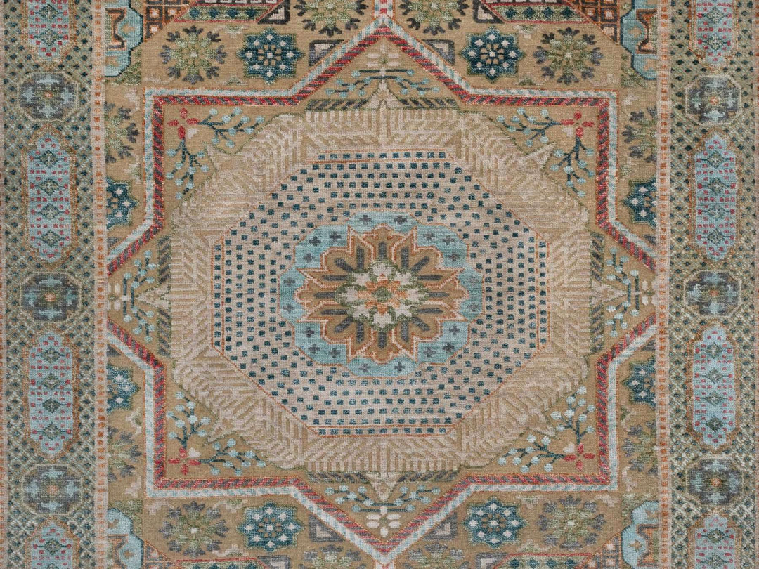 4'1" x 6'0" New Hand Knotted Brown Wool & Silk Rectangle Oriental Rug - MOA10291912