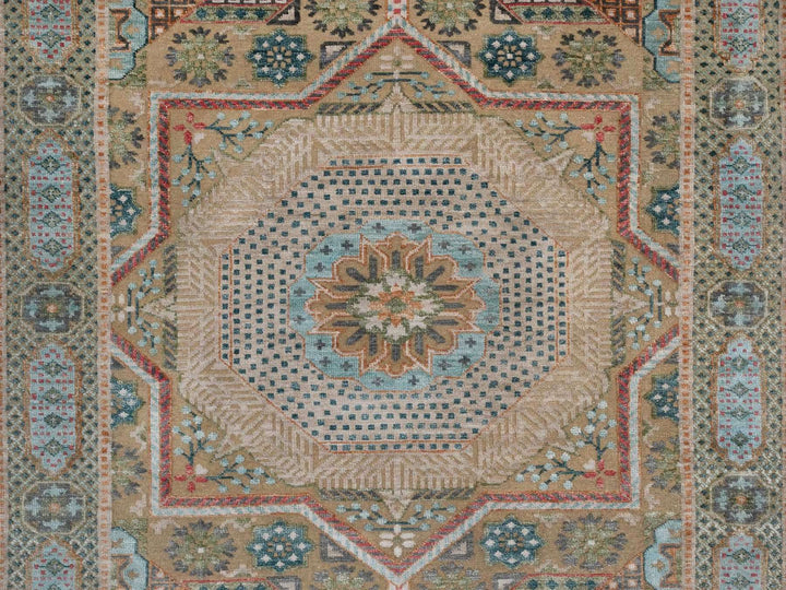 4'1" x 6'0" New Hand Knotted Brown Wool & Silk Rectangle Oriental Rug - MOA10291912