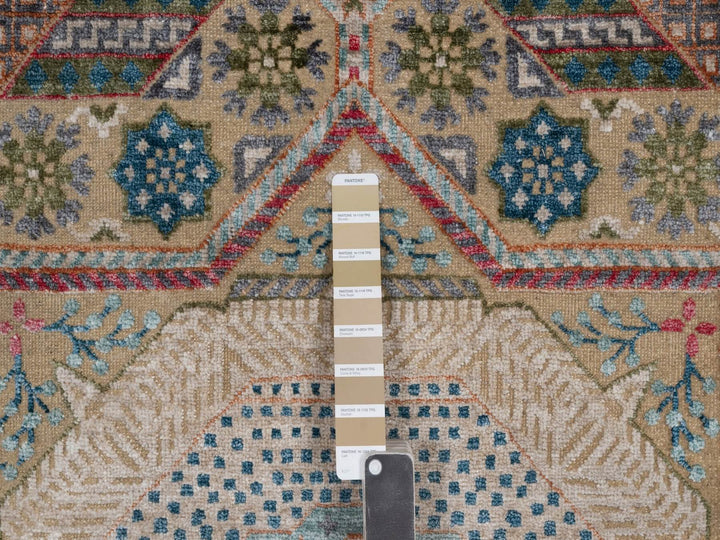 4'1" x 6'0" New Hand Knotted Brown Wool & Silk Rectangle Oriental Rug - MOA10291913