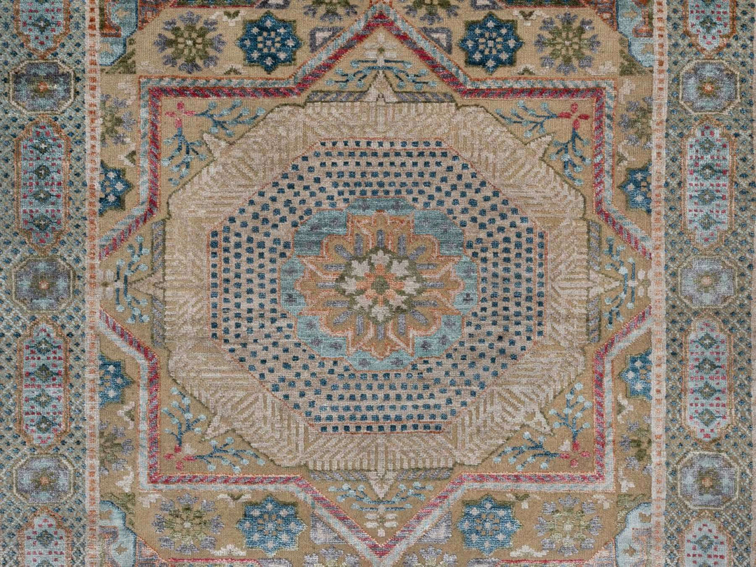 4'1" x 6'0" New Hand Knotted Brown Wool & Silk Rectangle Oriental Rug - MOA10291913