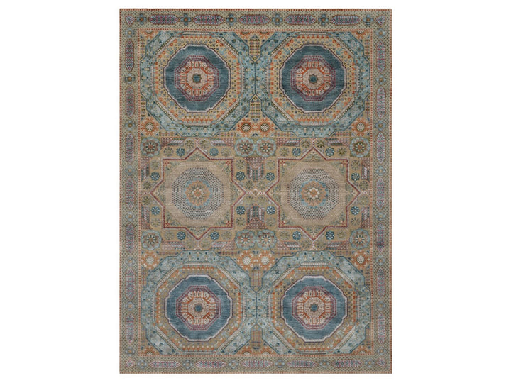 9'1" x 12'2" New Hand Knotted Brown Wool & Silk Rectangle Oriental Rug - MOA10291917