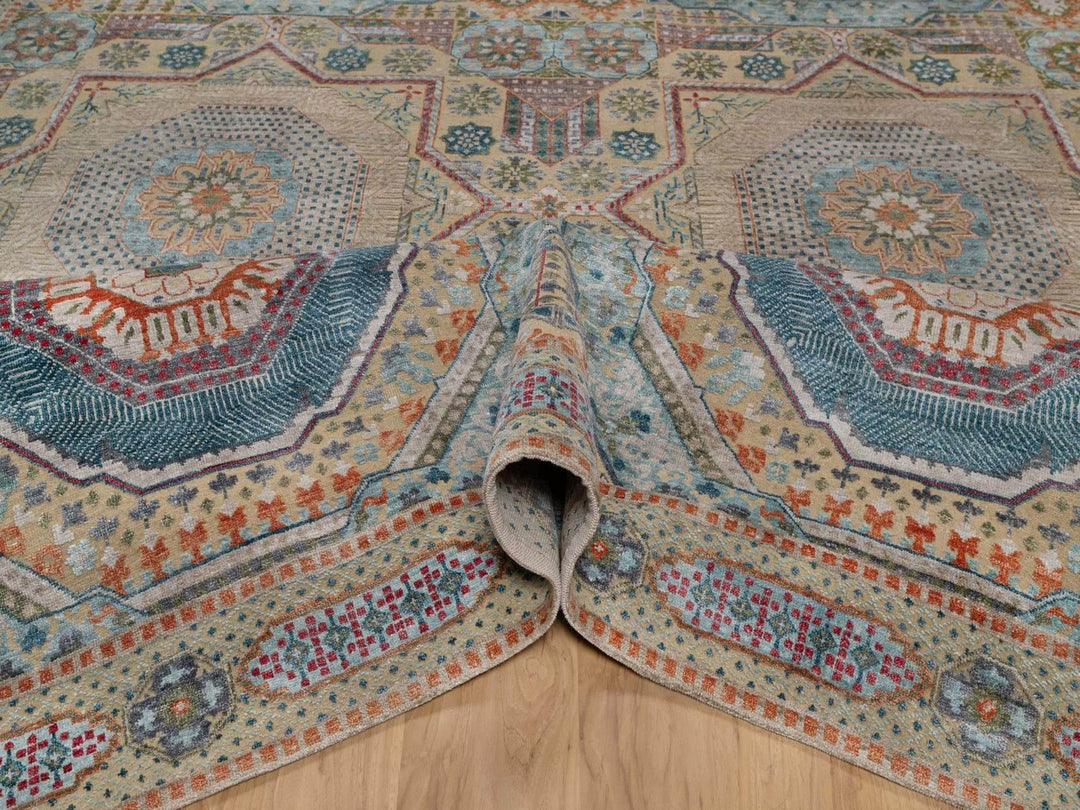 9'1" x 12'2" New Hand Knotted Brown Wool & Silk Rectangle Oriental Rug - MOA10291917