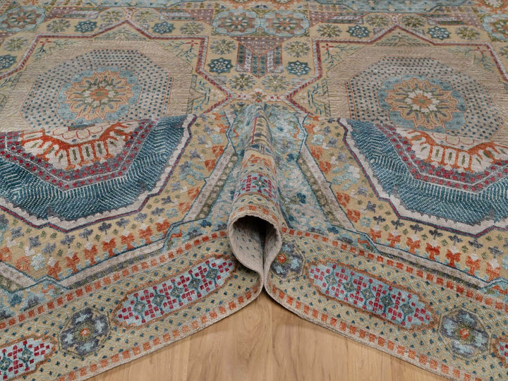 9'1" x 12'2" New Hand Knotted Brown Wool & Silk Rectangle Oriental Rug - MOA10291917