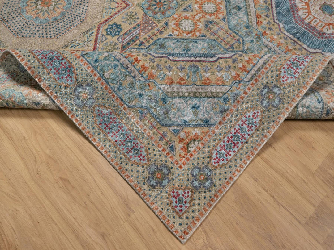 9'1" x 12'2" New Hand Knotted Brown Wool & Silk Rectangle Oriental Rug - MOA10291917