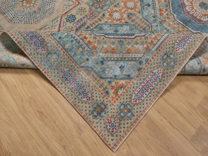 9'1" x 12'2" New Hand Knotted Brown Wool & Silk Rectangle Oriental Rug - MOA10291917