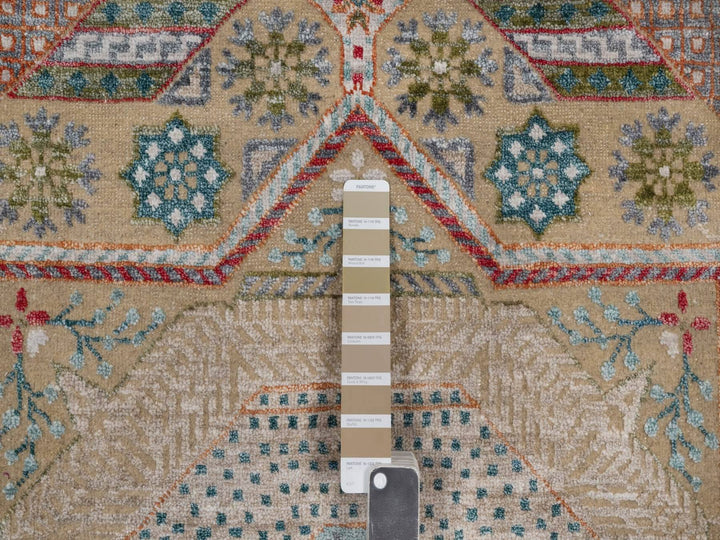 9'1" x 12'2" New Hand Knotted Brown Wool & Silk Rectangle Oriental Rug - MOA10291917