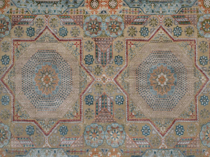 9'1" x 12'2" New Hand Knotted Brown Wool & Silk Rectangle Oriental Rug - MOA10291917