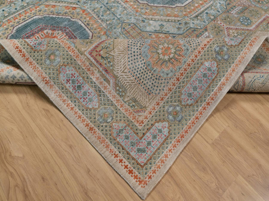 11'11" x 18'3" New Hand Knotted Brown Wool & Silk Rectangle Oriental Rug - MOA10291920