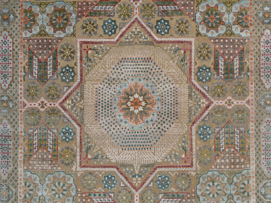 6'3" x 9'0" New Hand Knotted Brown Wool & Silk Rectangle Oriental Rug - MOA10291924