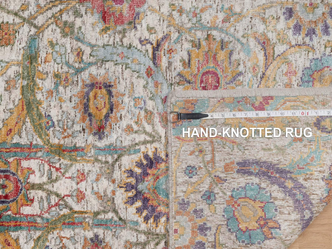 2'7" x 10'0" New Hand Knotted Ivory Wool & Silk Runner Oriental Rug - MOA10291925