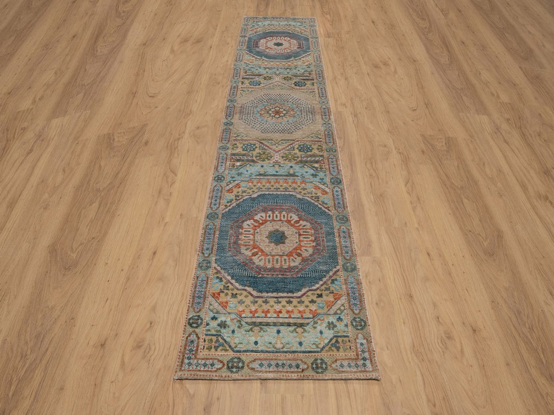 2'6" x 12'0" New Hand Knotted Brown Wool & Silk Runner Oriental Rug - MOA10291926