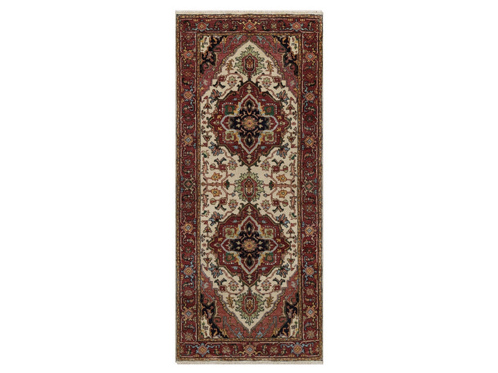 2'7" x 6'1" New Hand Knotted Ivory Wool Runner Oriental Rug - MOA10291935