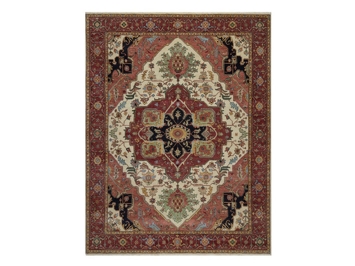 7'10" x 10'3" New Hand Knotted Ivory Wool Rectangle Oriental Rug - MOA10291944