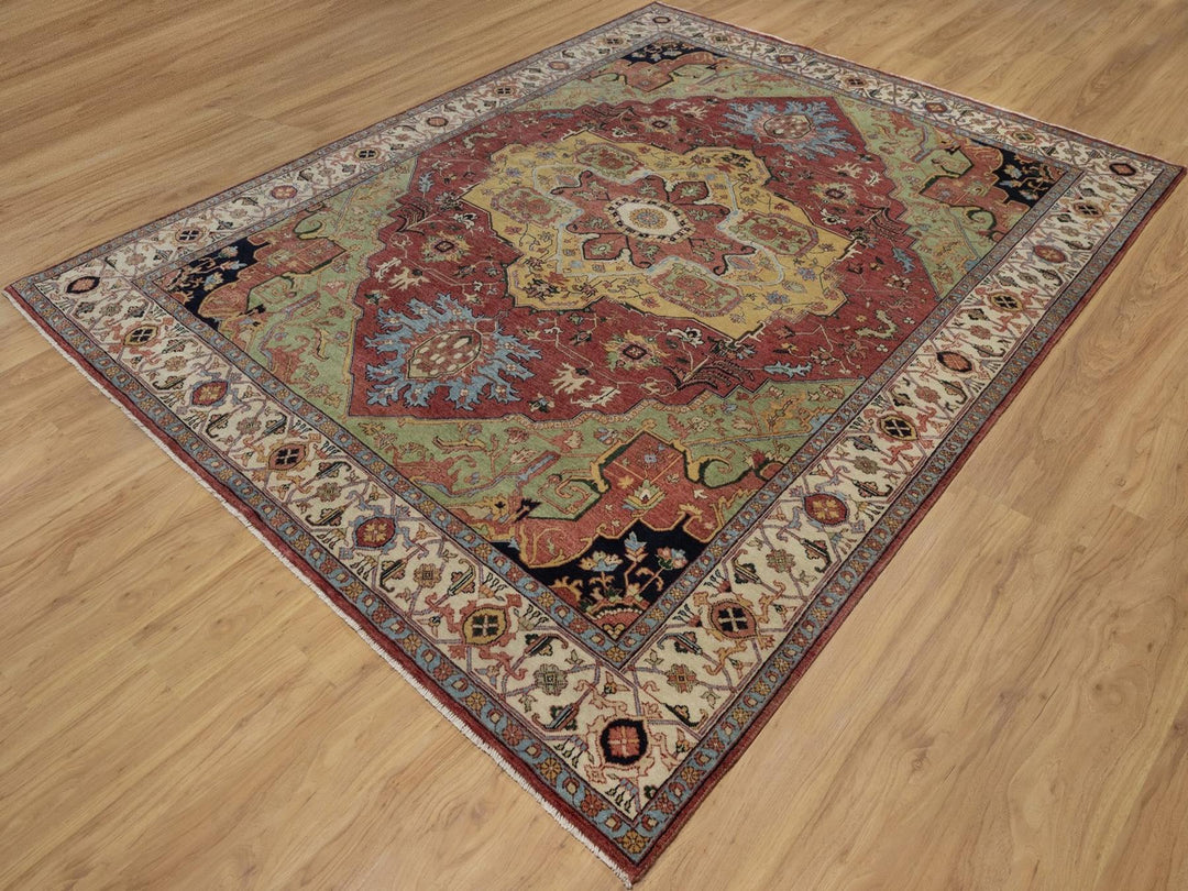 7'10" x 10'1" New Hand Knotted Red Wool Rectangle Oriental Rug - MOA10291946